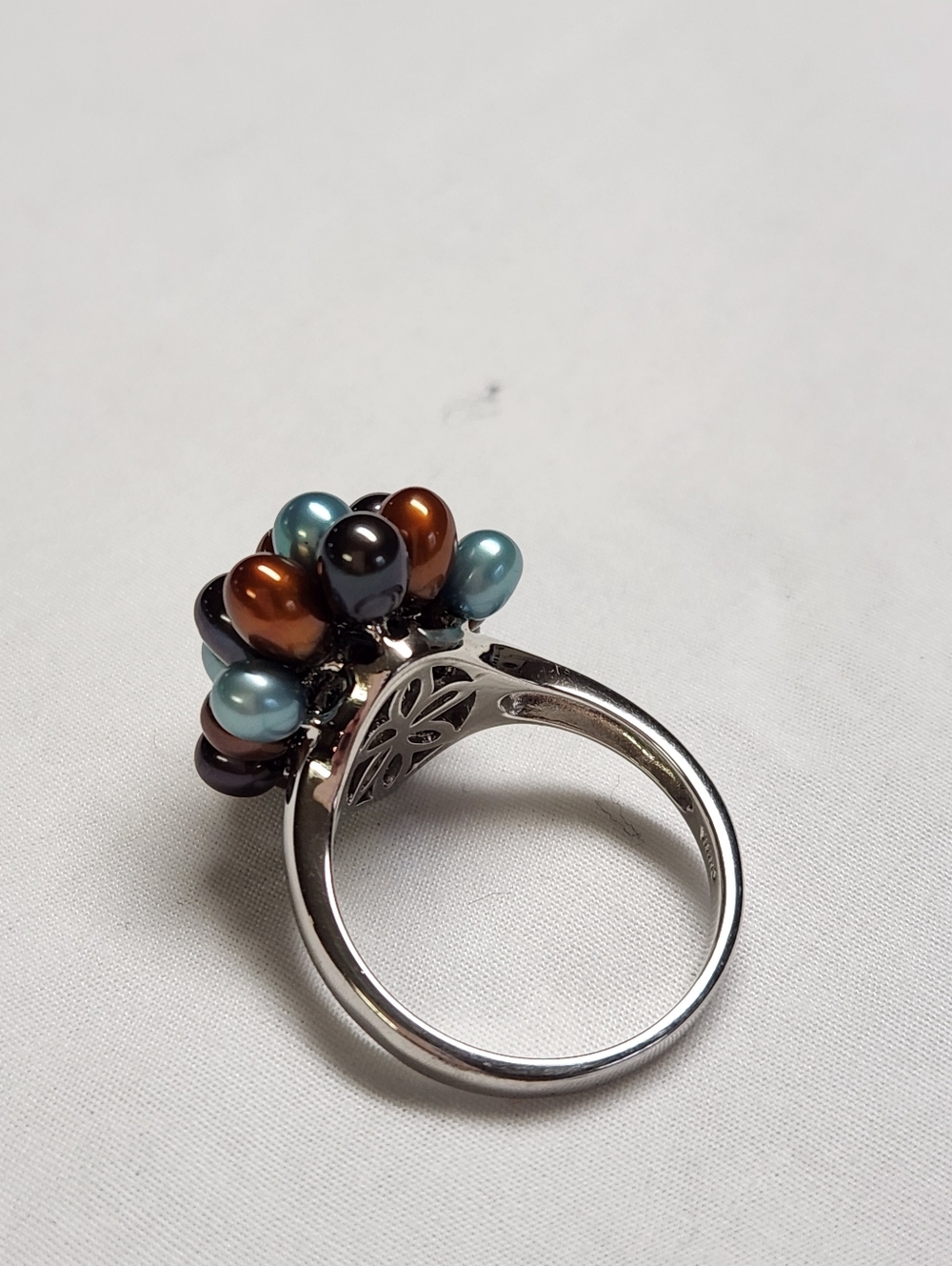 HONORA Pearl Sterling Silver Ring in Blues And Browns SIZE 9 - Picture 6 of 14